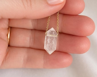 Halsketting met heldere kwartspunt - Kristallen hanger voor genezing en bescherming - Spirituele energie sieraden