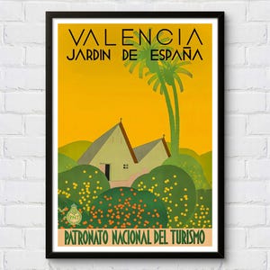 Jardin de España Poster, Vintage Reiseplakat Spanien, Wandkunst Valenien, Retro Poster Valenien, Cartel de Valencia, Wohnkultur Poster Spanien