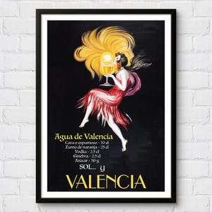 Agua de Valencia Poster, Vintage Reiseplakat Spanien, Wandkunst Valenien, Retro Poster Valenien, Kartell de Valentino, Wohndekor Poster Spanien