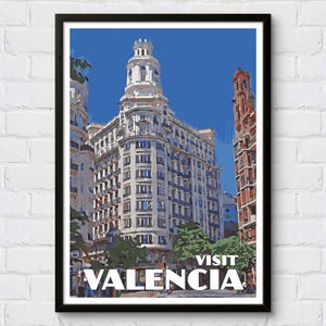 Valencia City Poster, Vintage Travel Poster Spain, Wall Art Valencia, Retro Poster Valencia, Cartel de Valencia, Home Decor Poster Spain