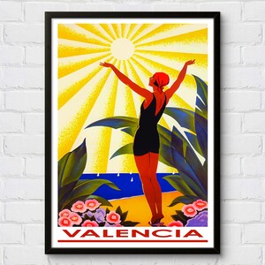 Valencia de la Playenes Poster, Vintage Reiseplakat Spanien, Wandkunst Brasilien, Retro Poster Brasilien, Cartel de Valencia, Wohndekor Poster Spanien