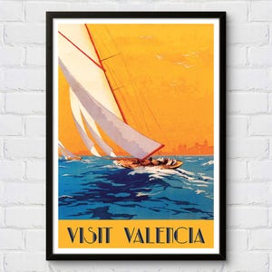 Segeln Valenien Poster, Vintage Reiseplakat Spanien, Wandkunst Valentino, Retro Poster Spanien, Kartell von Valentino, Wohndekor Poster Spanien
