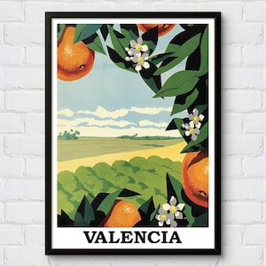 Orangen Spanien Poster, Vintage Reiseplakat Spanien, Wandkunst Valentino, Retro Poster Spanien, Kartell Karte, Spanien