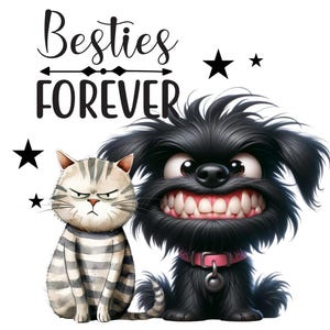Mejores amigos para siempre PNG/SVG, amigos perros gatos para siempre, png, diseño de sublimación para amantes de los animales png, camiseta de San Valentín png, cricut, cita de amor gato perro PNG