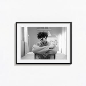 Poster di Bad Bunny / Arte murale in bianco e nero di Bad Bunny, poster dell'album, decorazioni per la casa, stampe fotografiche, poster di Un Verano Sin Ti