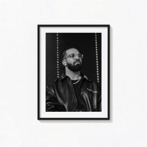 Poster di Drake / Arte murale in bianco e nero di Drake, poster musicale, decorazioni per la casa, stampe fotografiche, poster del rapper
