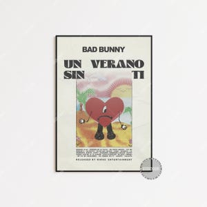 Poster di Bad Bunny / Poster di Un Verano Sin Ti, Poster della copertina dell'album con la tracklist, Poster da parete, Un Verano Sin Ti, Bad Bunny LESS57