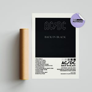 AC/DC Poster / Back in Black Poster, Album Cover Poster, Poster Druck Wandkunst, Boston Album Cover, AC/Dc, Back in Black, Rock Band