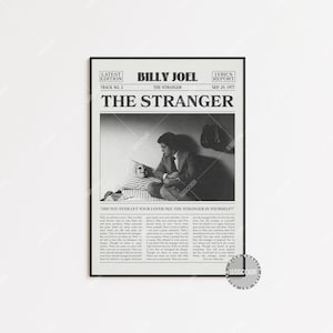 Billy Joel Retro Newspaper Print, The Stranger Poster, The Stranger Lyrics Print, Billy Joel Poster, The Stranger Poster, LC3
