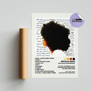Pôsteres de Erykah Badu / Pôster underground mundial, Erykah Badu, Baduismo, pôster de capa de álbum, pôster impresso, arte de parede, pôster musical, decoração para casa