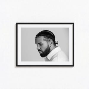 Poster di Drake / Arte murale in bianco e nero di Drake, poster musicale, decorazioni per la casa, stampe fotografiche, poster del rapper