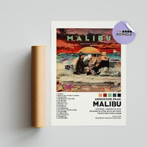 Pôsteres de Anderson .Paak / pôster de Malibu / pôster de lista de faixas de álbuns, pôster de capa de álbum, arte de parede, pôster personalizado, Anderson .Paak Malibu