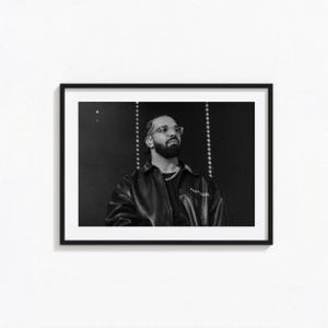 Poster di Drake / Arte murale in bianco e nero di Drake, poster musicale, decorazioni per la casa, stampe fotografiche, poster del rapper