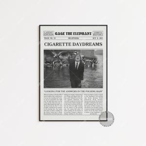 Stampa di giornale "Cage the Elephant", poster "Sigarette Daydreams", stampa dei testi, poster "Cage the Elephant", Melofobia, LC3 V2 LESS90