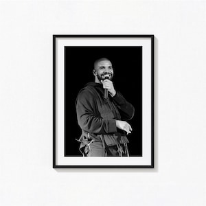Poster di Drake / Arte murale in bianco e nero di Drake, poster musicale, decorazioni per la casa, stampe fotografiche, poster del rapper
