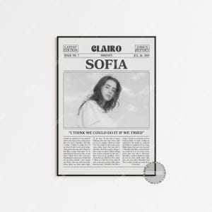 Clairo Retro Newspaper Print, Sofia Poster, Sofia Lyric Print, Clairo Poster, Immunity, diary 001, Sling Poster,  LC3 V2 LESS123