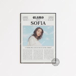 Clairo Retro Newspaper Print, Sofia Poster, Sofia Lyric Print, Clairo Poster, Immunity, diary 001, Sling Poster,  LC3 LESS122