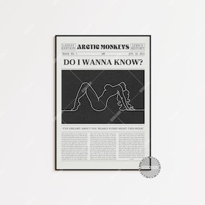 Arctic Monkeys Retro Newspaper Print, Do I Wanna Know? Poster, AM Lyrics Print, Folklore Poster, Arctic Monkeys Poster, LC3 LESS38