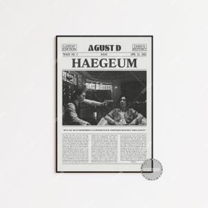 Stampa di giornale retrò di Agust D, poster di Haegeum, stampa dei testi di Haegeum, poster di Agust D, arredamento per la casa, poster di D-2, K-pop, poster dei BTS LC3 LESS20