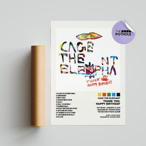 Poster di Cage The Elephant / Poster di ringraziamento e buon compleanno / Poster della copertina dell'album, stampa di poster da parete, poster personalizzato, arredamento per la casa