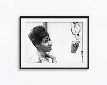Aretha Franklin Posters / Aretha Franklin Black and White Wall Art, Album Cover Poster, Home Decor, Photography Prints, Queen of Soul,KLT216