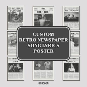 Demandez une impression de journal rétro / Poster des paroles de chanson / Demandez votre album personnalisé au choix / Impression musique personnalisée / Impressions d'art d'album / Idée cadeau
