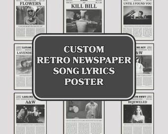 Richiedi la tua stampa di giornale retrò / Poster con testi di canzoni / Richiedi la tua scelta di album / Stampa musicale personalizzata / Stampe di copertine di album / Idea regalo