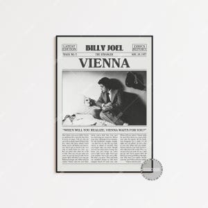Stampa di giornale retrò di Billy Joel, poster di Vienna, stampa dei testi di Vienna, poster di Billy Joel, poster di The Stranger, LC3