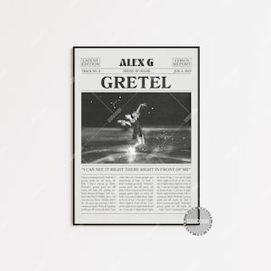 Stampa di giornale retrò Alex G, poster di Gretel, stampa dei testi di Gretel, poster di Alex G, poster di House of Sugar, LC3