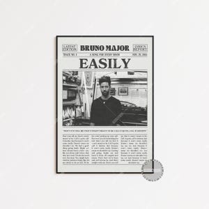 Bruno Major Newspaper Print, Easily Poster, Easily Lyrics Print, Bruno Major Poster, Home Decor, A Song For every Moon, LC3 LESS80