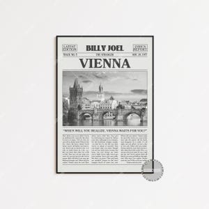 Stampa di giornale retrò di Billy Joel, poster di Vienna, stampa dei testi di Vienna, poster di Billy Joel, poster di The Stranger, LC3