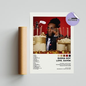 Poster di Burna Boy / Love, Damini Poster, Tracklist Album Copertina Poster Stampa Wall Art, Poster Personalizzato, Burna Boy, Love, Damini