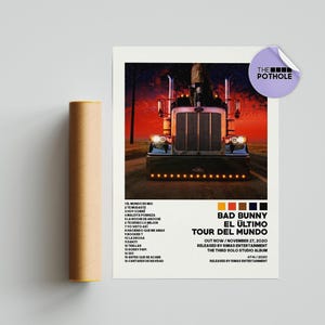 Poster di Bad Bunny / Poster di El Último Tour Del Mundo / Poster della copertina dell'album Tracklist / Stampa di poster da parete, poster personalizzato, YHLQMDLG