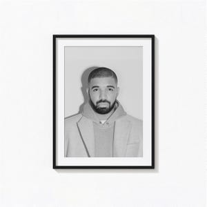 Poster di Drake / Arte murale in bianco e nero di Drake, poster musicale, decorazioni per la casa, stampe fotografiche, poster del rapper