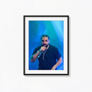 Poster di Drake / Arte murale in bianco e nero di Drake, poster musicale, decorazioni per la casa, stampe fotografiche, poster del rapper