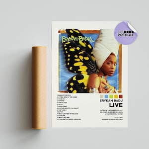 Pôsteres de Erykah Badu / pôster ao vivo, Erykah Badu, Baduismo, pôster de capa de álbum, pôster impresso, arte de parede, pôster musical, decoração para casa, show ao vivo