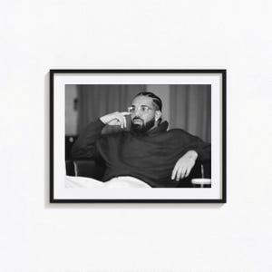Poster di Drake / Arte murale in bianco e nero di Drake, poster musicale, decorazioni per la casa, stampe fotografiche, poster del rapper