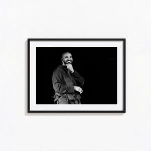 Poster di Drake / Arte murale in bianco e nero di Drake, poster musicale, decorazioni per la casa, stampe fotografiche, poster del rapper