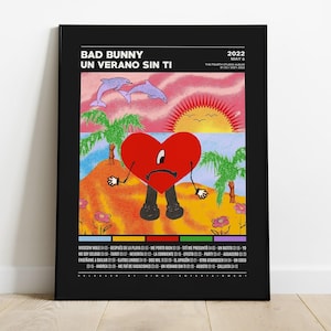 Poster di Bad Bunny / Poster di Un Verano Sin Ti, Poster della copertina dell'album Tracklist, Stampa di poster da parete, Poster personalizzato, Un Verano Sin Ti, Bad Bunny
