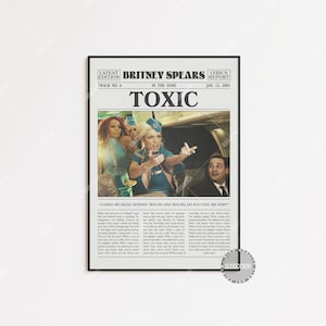 Stampa di giornale di Britney Spears, poster di Toxic, stampa del testo di Toxic, poster di Britney Spears, arredamento per la casa, poster di In the Zone, LC3 V2 LESS78