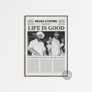 Drake & Future Retro Zeitungsdruck, Life Is Good Poster, Lyric Print, Drake Poster, High Off Life Poster, Future Poster LC3