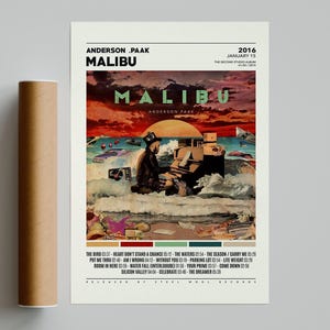 Anderson .Paak Poster / Malibu Poster / Album Tracklist Poster, Album Cover Poster Druck Wandkunst, Benutzerdefiniertes Poster, Anderson .Paak Malibu
