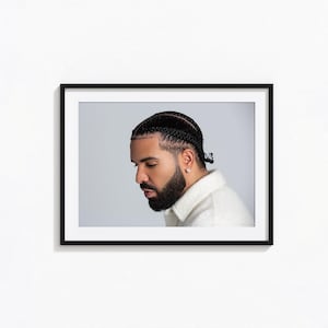 Poster di Drake / Arte murale in bianco e nero di Drake, poster musicale, decorazioni per la casa, stampe fotografiche, poster del rapper