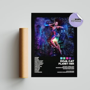 Poster di Doja Cat / Poster di Planet Her, Poster di copertina dell'album, Stampa di poster da parete, Poster personalizzato, Arredamento per la casa, Doja Cat, Rosa shocking, Planet, NERO