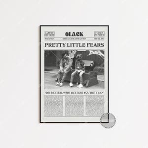 Stampa di giornale retrò 6LACK, poster di Pretty Little Fears, stampa del testo di Pretty Little Fears, poster 6LACK, arredamento per la casa, 6LACK GRATIS, LC3 LESS6