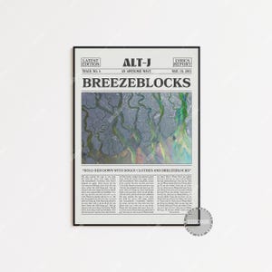 Stampa di giornale retrò Alt-J, poster Breezeblocks, stampa dei testi di Breezeblocks, poster Alt-J, arredamento per la casa, An Awesome Wave, LC3 LESS22