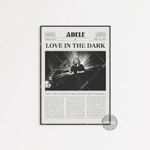 Adele Retro Zeitungsdruck, Love in the Dark Poster, Love in the Dark Print, Adele 25 Poster, Adele Poster, Home Decor, LC3 LESS12