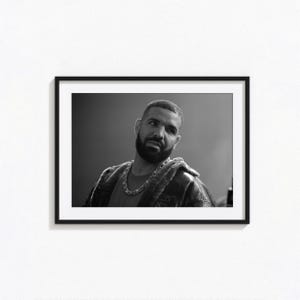 Poster di Drake / Arte murale in bianco e nero di Drake, poster musicale, decorazioni per la casa, stampe fotografiche, poster del rapper