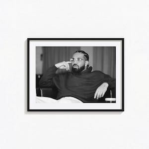 Poster di Drake / Arte murale in bianco e nero di Drake, poster musicale, decorazioni per la casa, stampe fotografiche, poster del rapper