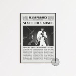Stampa di giornale retrò di Elvis Presley, poster di Suspicious Minds, stampa di Suspicious Minds, poster di Elvis Presley, poster dei Golden Records di Elvis LC3